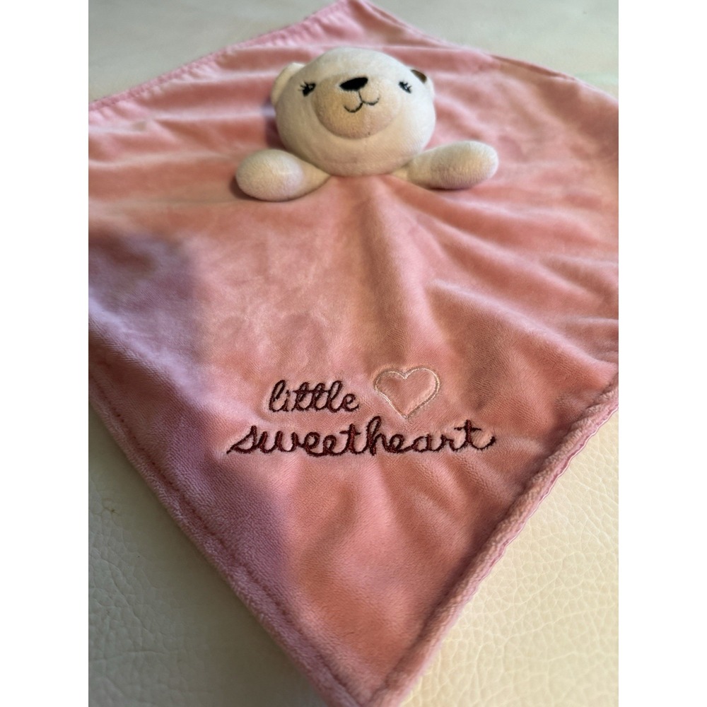 Baby Starters Little Sweetheart Pink Bear Lovey Security Blanket Satin Back